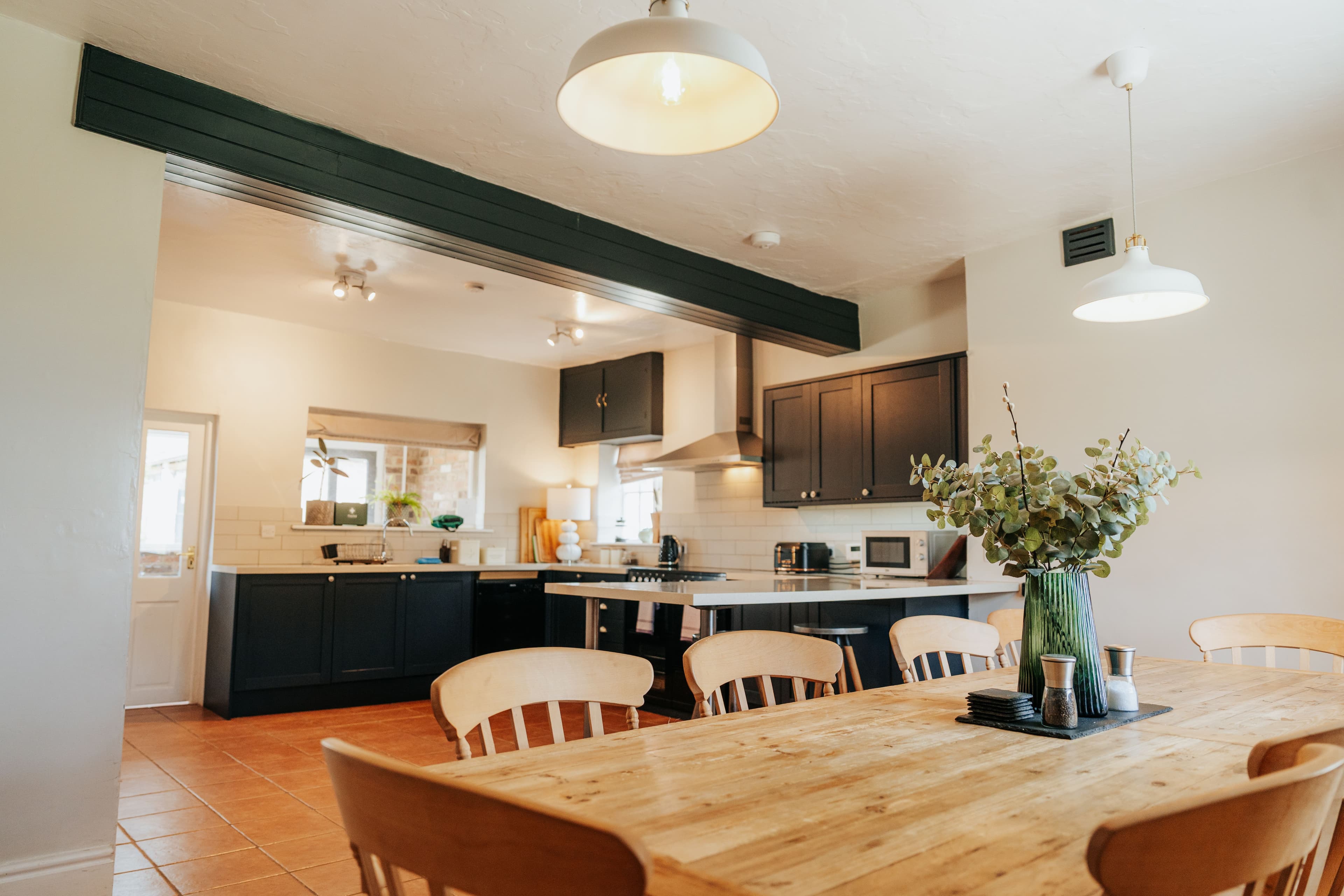 Kitchen at The Farmhouse - onsite accommodation at Thirsk Lodge Barns